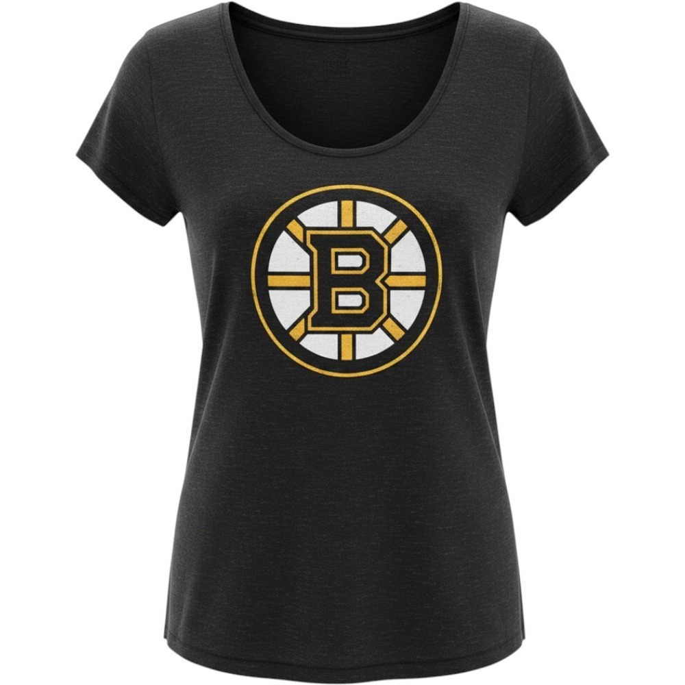 47‎ Brand NHL Boston Bruins Womens Logo V Neck Tee Shirt Large NEW